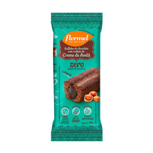 Bolinho Integral De Chocolate Recheio De Avelã 40g Flormel 1